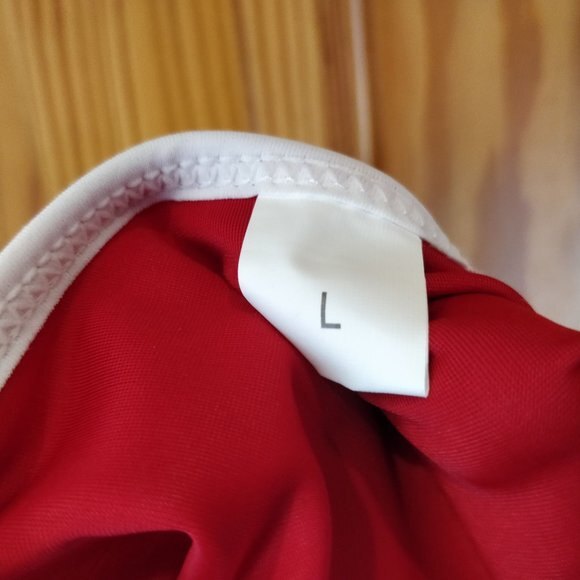 Red & White High-Cut One Piece Swimsuit LG Retro Monokini Bold Style - Picture 8 of 8